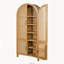 Armoire arquée 71 pouces à 4 portes avec portes en rotin, tablettes réglables et supports intégrés, chêne-133394472