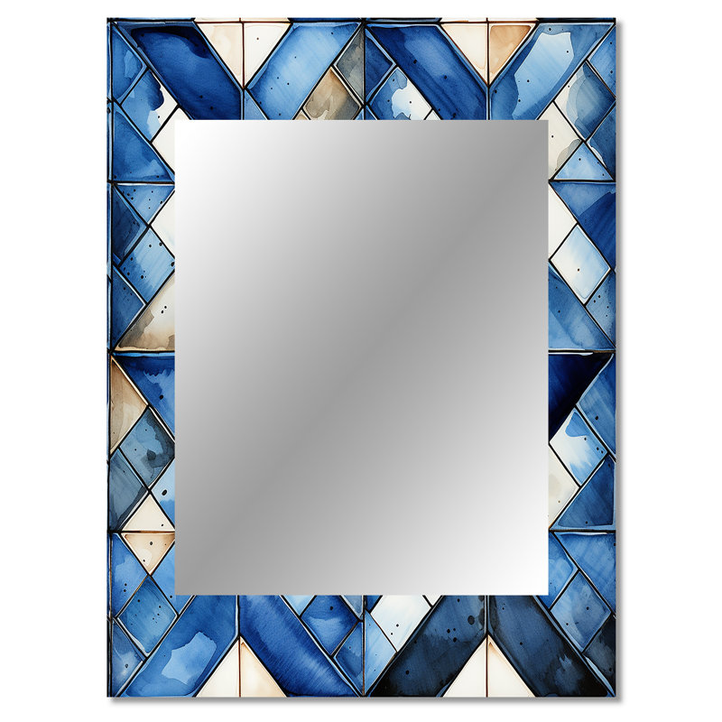 Rustic Cobalt Lattices Elegance - miroir décoratif géométrique, miroir mural moderne, impression d'art en métal