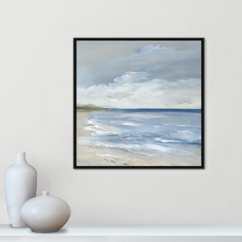 «Whispering Waves Print» par Nan, H 31,5 po x l 31,5 po, Flottant espresso