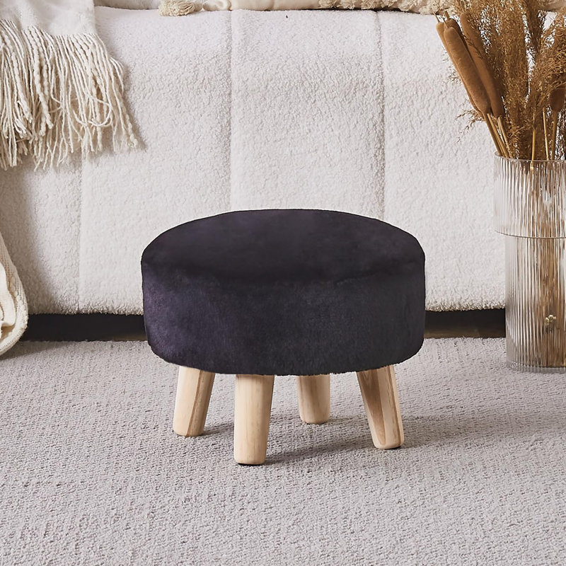 Rabbit Wool Mushroom Stool, Black