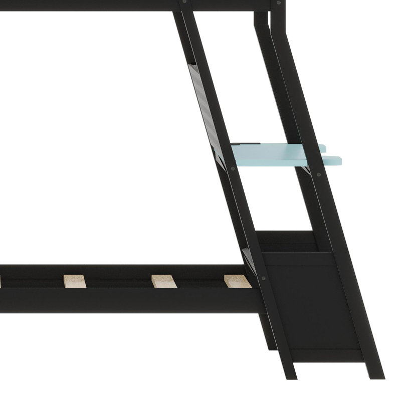 Gamer-Optimized Bunk Bed Featuring Integrated Workstations And Tech-Friendly Organizer, Blue, Twin