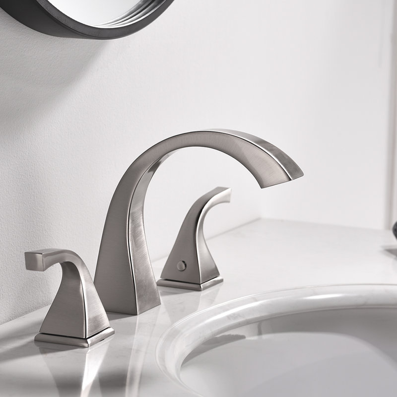 2-handle Bathroom Faucet with Drain Assembly, Brushed Nickel, With Drain Assembly