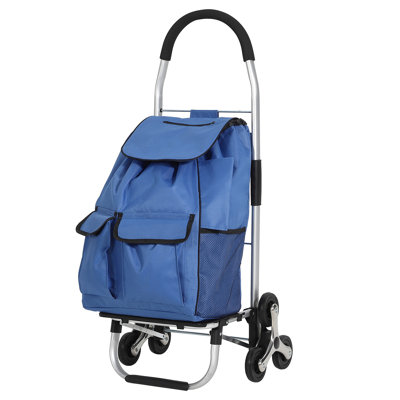 Chariot utilitaire pliant à 6 roues pour l'escalier, chariot à main en acier au carbone robuste avec capacité de 176 lb, pliable en 3 secondes, sac de rangement 36L pour l'épicerie, le déplacement et la maison