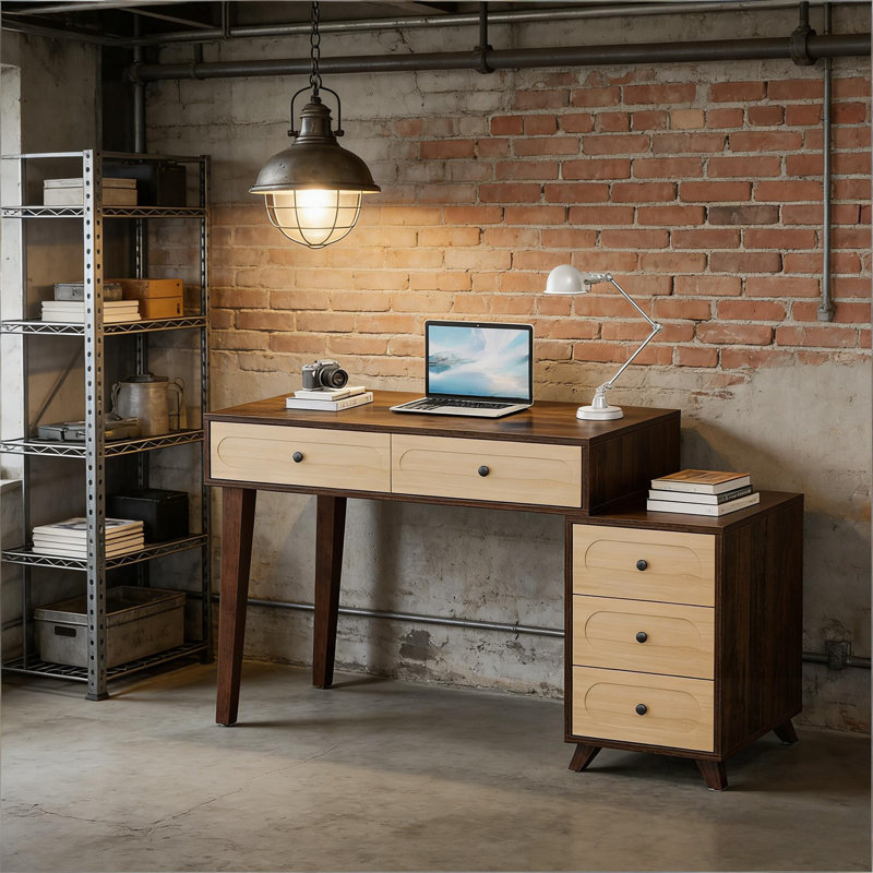 Bureau d'écriture rectangulaire avec 5 tiroirs