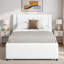 Lit plateforme simple tapissier avec lit gigogne, lit gigogne peut être plat ou surélevé, conception peu encombrante, beige-507079464