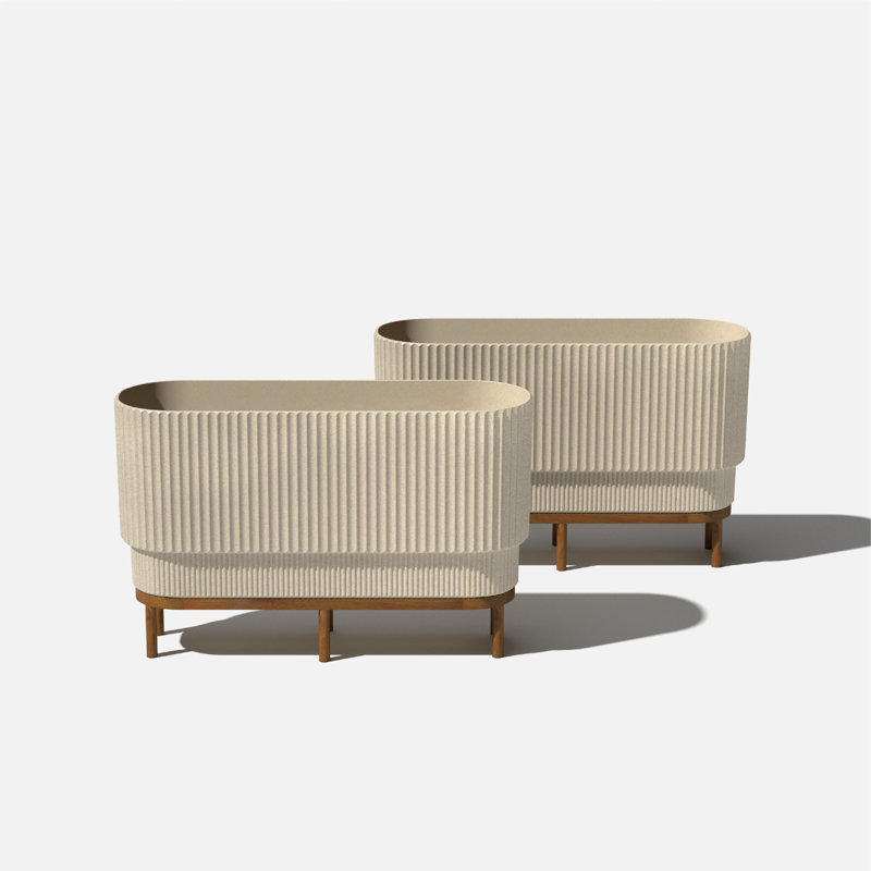 Veradek Demi Series Raised Demi Long 30" Planter with Stand, 2, Sand/Brown