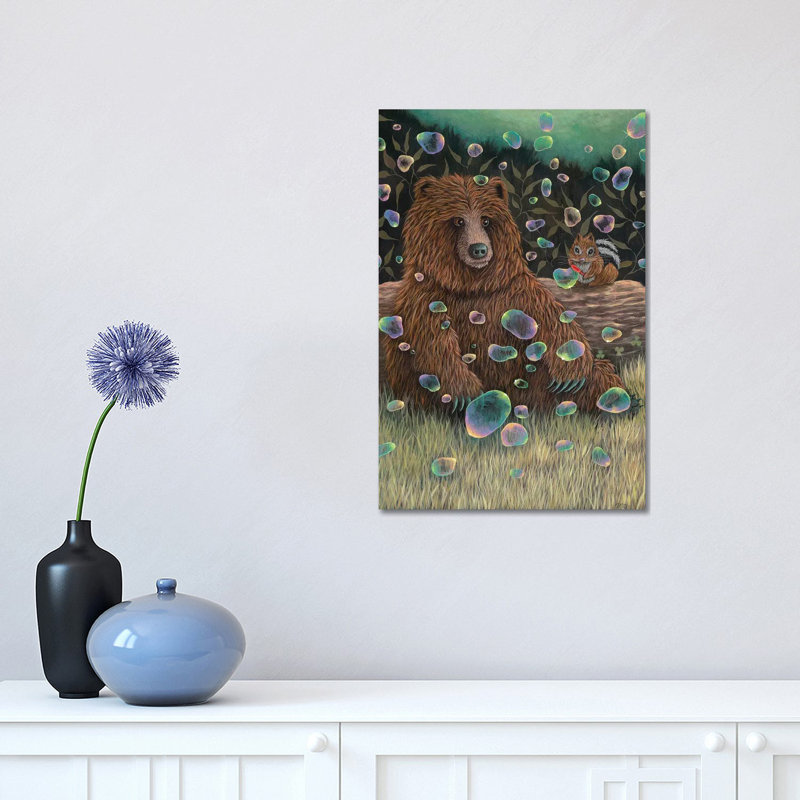 Baby Bear Makes A Friend by Marisa Ray - Wrapped Canvas Print, 30.48 cm H x 45.72 cm W