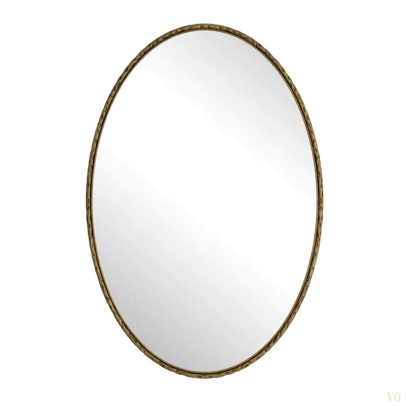 Iron Art Oval Retro Mirror, Antique Effect, Wall Hanging, Suitable For Bathroom, Bedroom, Living Room, Gold