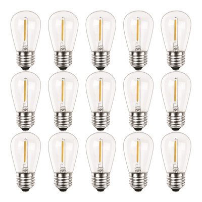 Plastic S14 String Light Bulbs, 15-pack