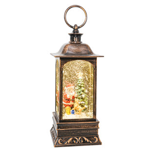 White Metal Lantern with Flickering LED Fairy Lights, 4in x 8in