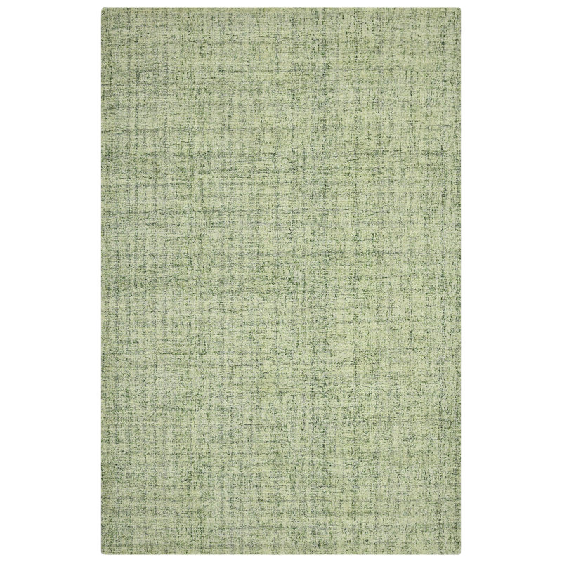 Oksen Hand Woven Wool Green Area Rug, Rectangle 8'6" x 11'6"