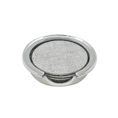 Pale Gray Faux Grass Cloth Signature Coaster