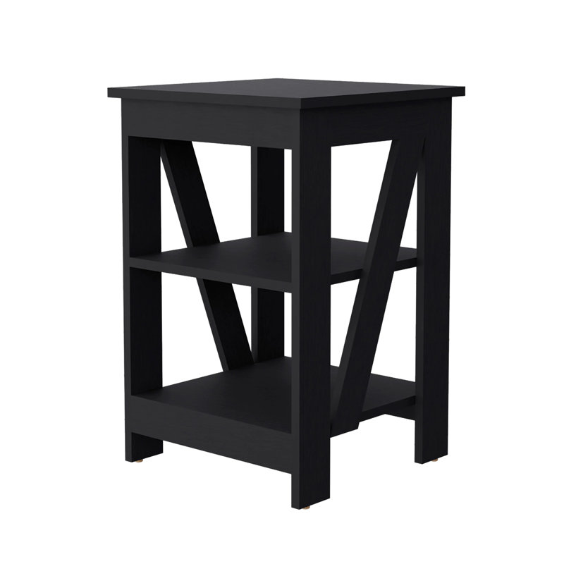 Table avec 2 tablettes, Noir, noir, noir, noir