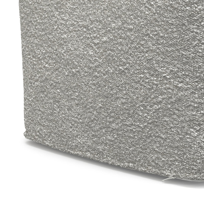 Hisaki 24"W Upholstered Boucle Square Pouf, Gray
