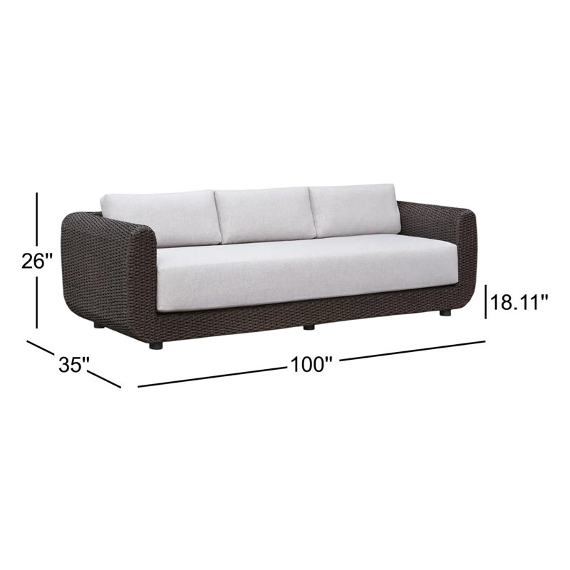 Soma Outdoor 3 - Seat Patio Sofa, Dark Brown
