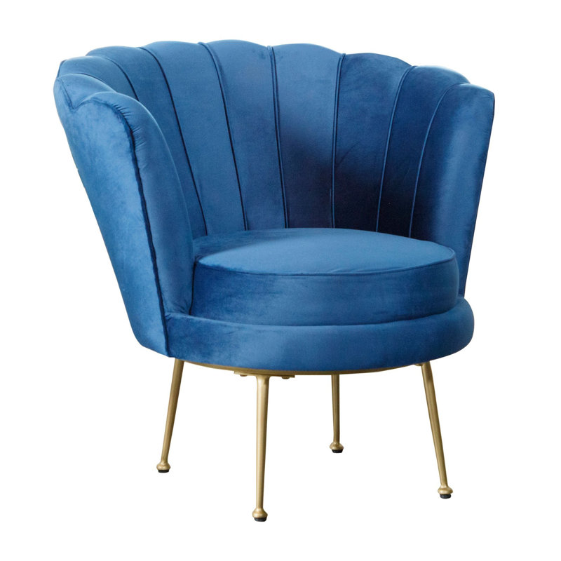 Fauteuil demi-tonneau en velours de 38 po de largeur