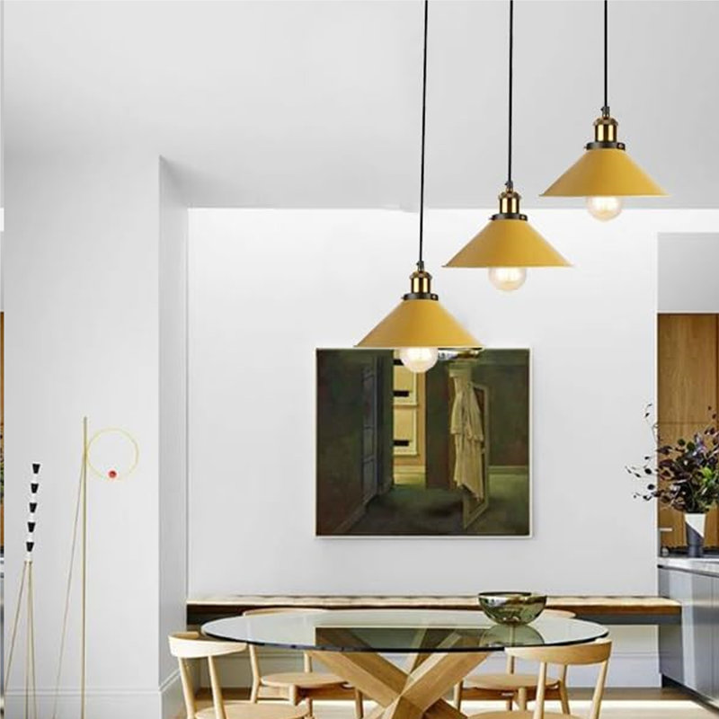 Latshaw 3-Light Kitchen Island Cone Pendant, Yellow