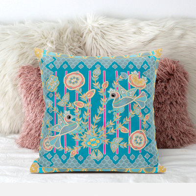  Pond Peacock Square Pillow Cover & Insert