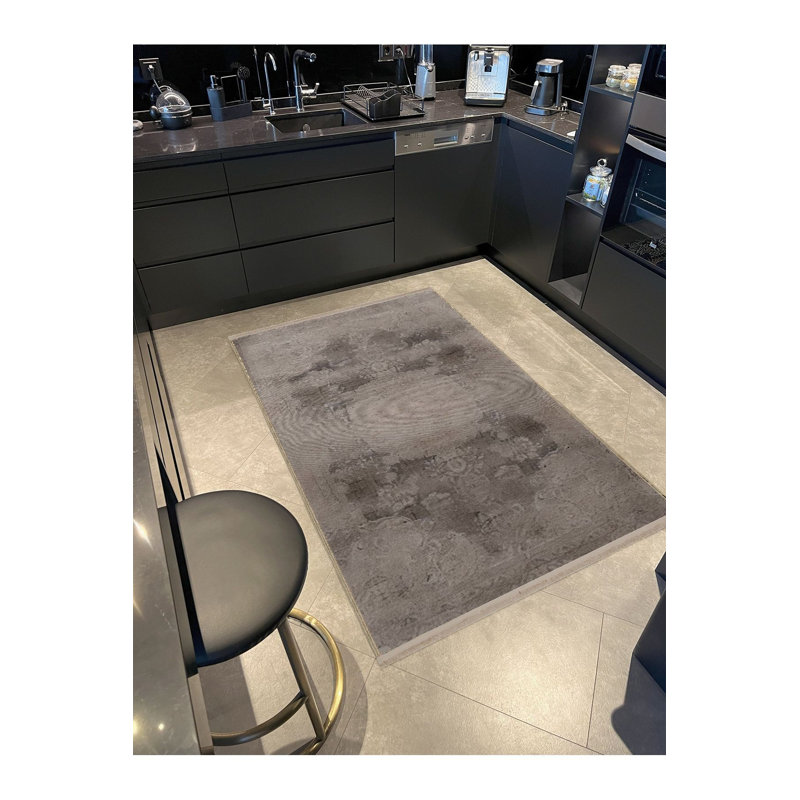 Tapis gris lavable à la machine Vintage Vintage, Sous-tapis rectangulaire 4 pi 7 po x 6 pi 7 po inc