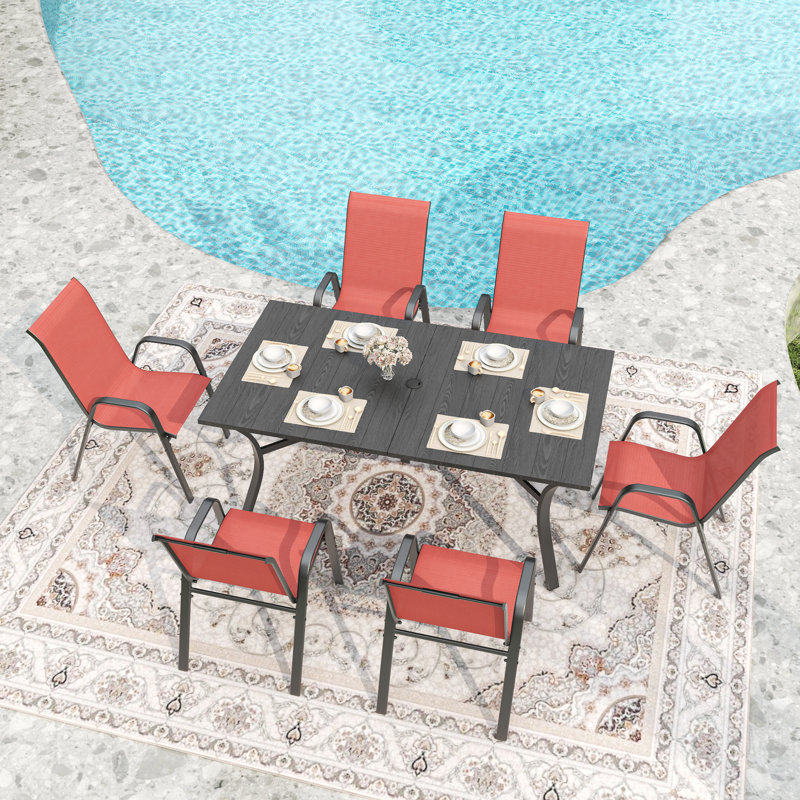 6 Outdoor Seating Solution With Wide Ergonomic Seat, 350 Lbs Load Capacity, Rust- Frame And Easy Waterproof Fabric For Patio Event Venues 6 Outdoor Seating , Wide Ergonomic Seat, Lbs Capacity Per