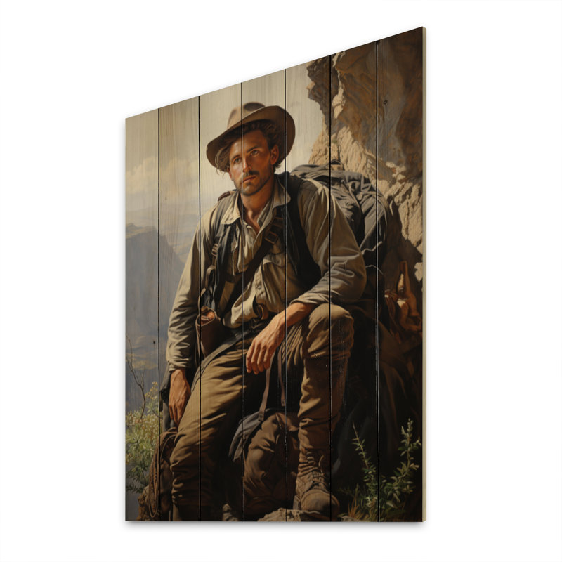 Fashion 1850S Portrait aventureux sur bois, H 32 po x l 24 po x P 0,78 po