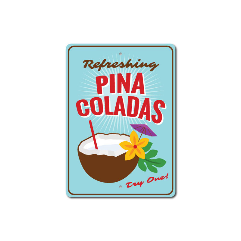 Enseigne de bar Pina Coladas, H 18 po x l 12 po x P 0,06 po