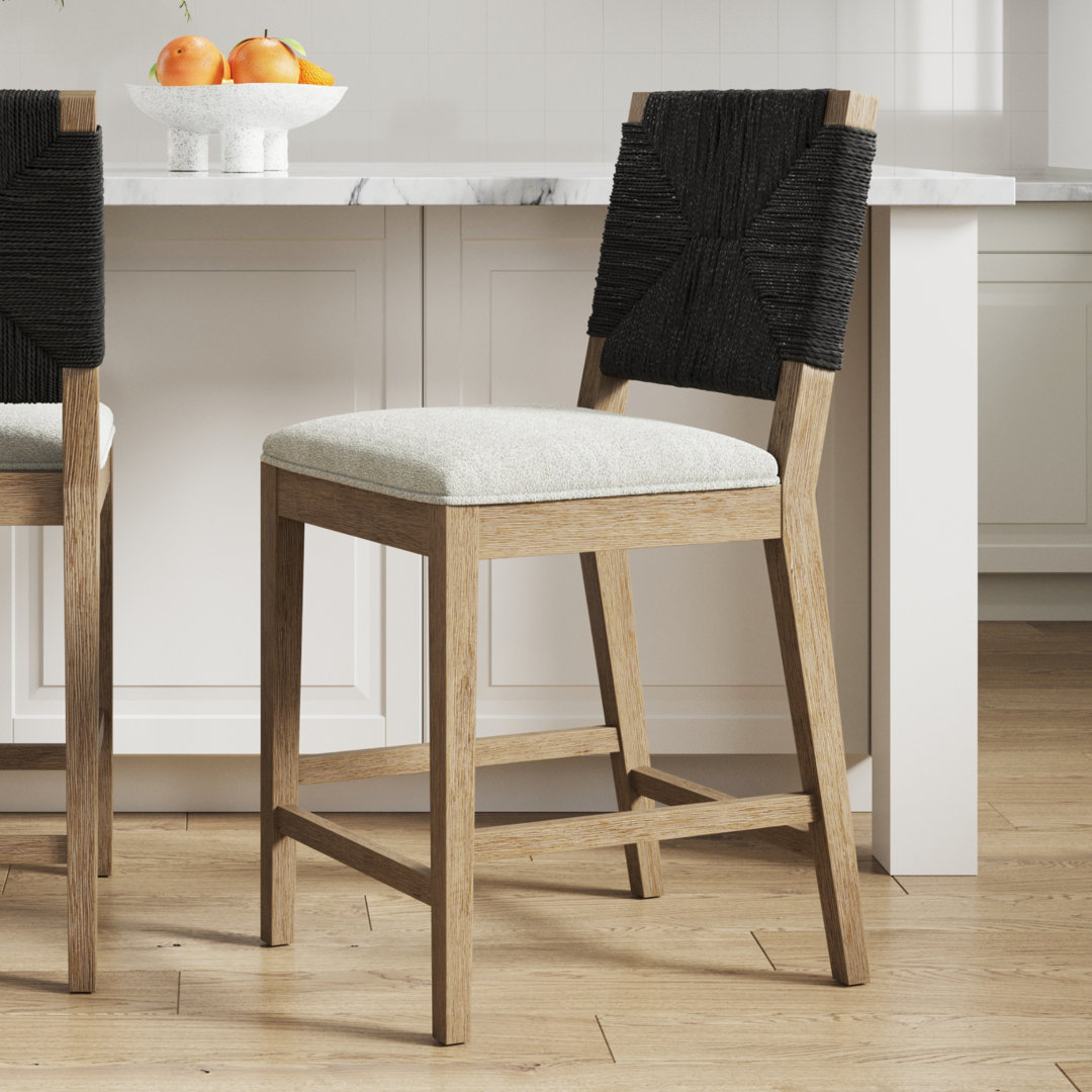 Beacon Upholstered Counter Stool with Solid Wood Frame Bay Isle Home™ 