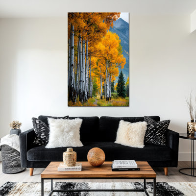 Large Nature Canvas Wall Art - Aspen Tree Pictures Wall Decor for Living Room, Birch Tree Landscape Canvas Artwork for Bedroom Decoration, Wrapped Canvas Print Pine Frame, 32×48 inches