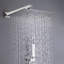 Douche avec pomme de pluie 10 po, douchette carrée, nickel brossé, balance, 2 têtes, laiton massif, pomme de douche murale, fixation