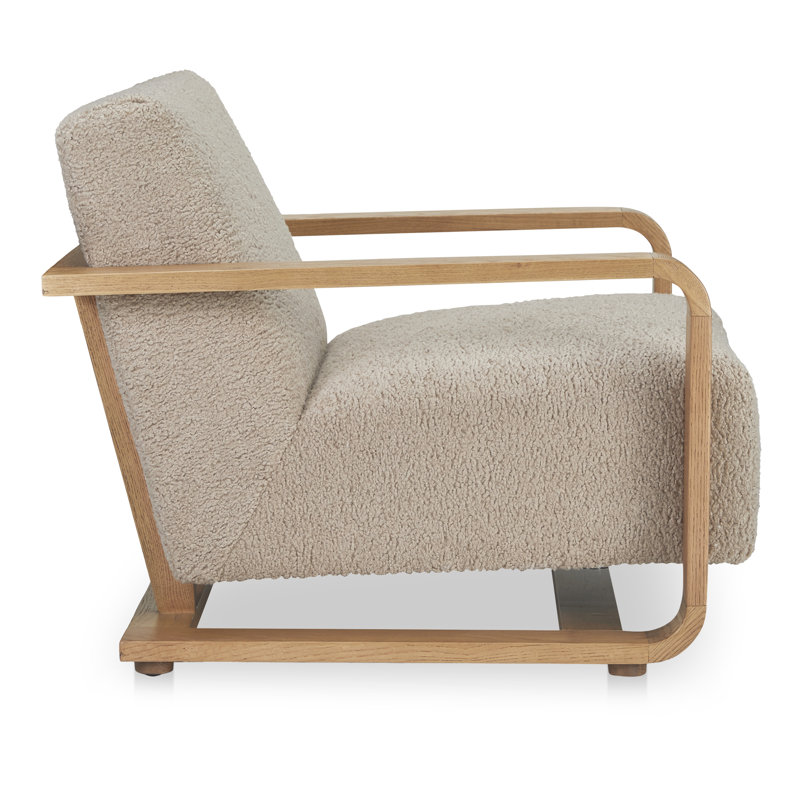 ECKERSLEY LOUNGE CHAIR CREAM FAUX FUR, Beige Boucle