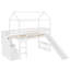 Lit mezzanine simple avec deux tiroirs et glissade, lit maison avec glissade, blanc