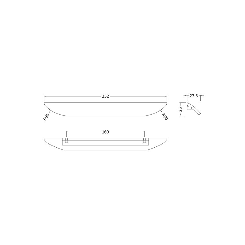 16cm Centre Finger Handle, Chrome