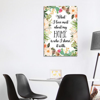 What I Love Most About My Home Is Who I Share It With by Eden Printables - Wrapped Canvas Gallery-Wrapped Canvas Giclée