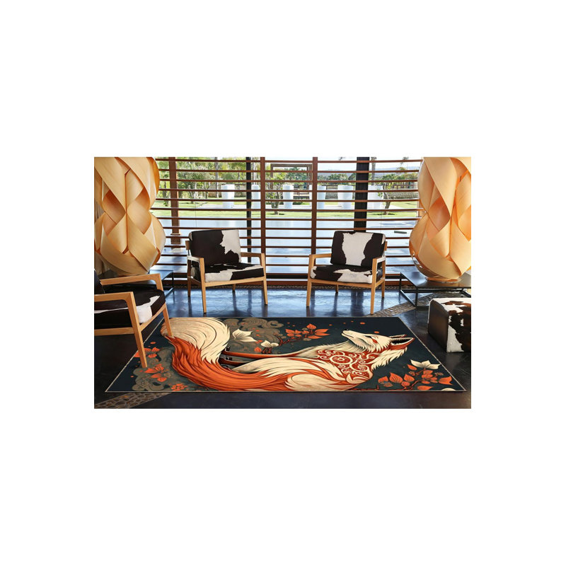 Tapis décoratif moderne Red Fox, Sous-tapis carré 3 pi 3 po inclus