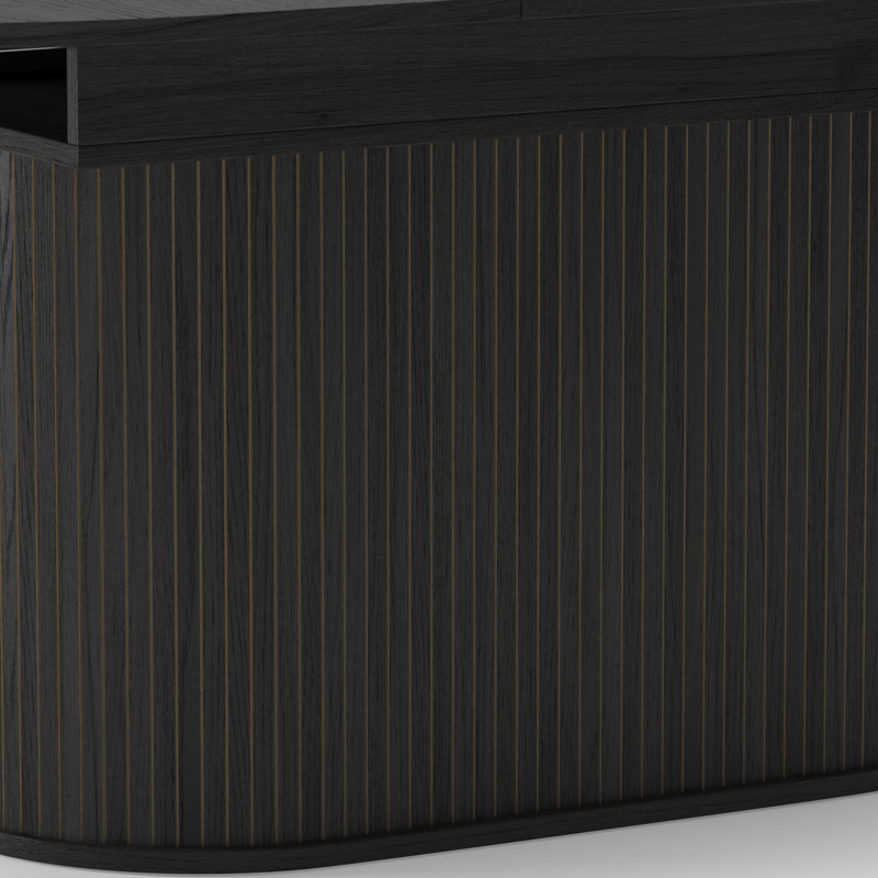 Table de salle à manger extensible de 55 à 71 po avec base piédestal cannelée, Noir