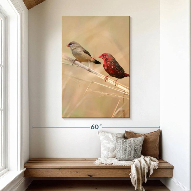 Brampt Strawberry Finches, 48" H x 32" W
