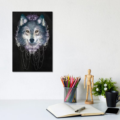 Wolf by Laura Graves - Wrapped Canvas Painting