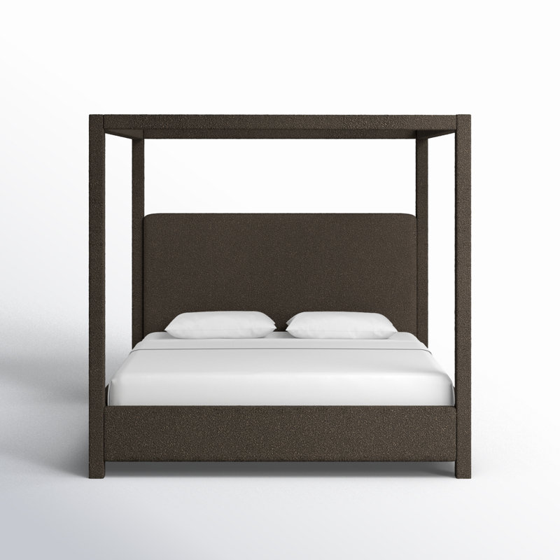 Denn Donnelly Bed, King, Brown Boucle Fabric