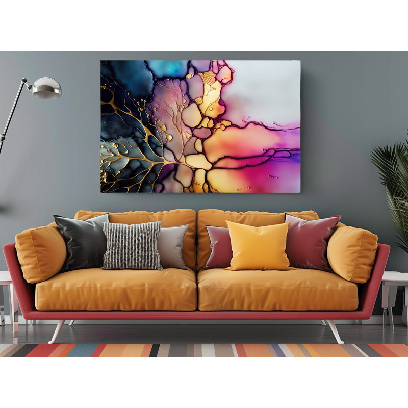 Colorful Abstract Fluid Art Wrapped Canvas Print, 30" H x 45" W