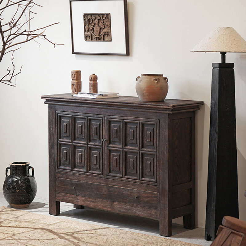 Vintage Distressed Solid Wood Cabinet with Storage