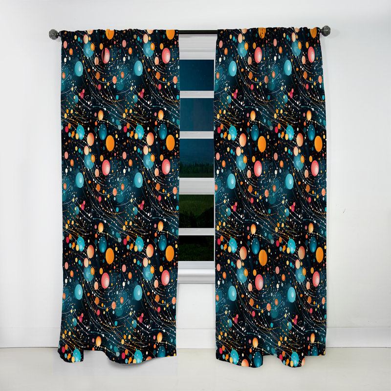 Motif à pois céleste Allure - rideau abstrait - rideau obscurcissant - 1 panneau, L 52 po x L 108 po