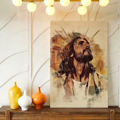 Portrait de Jésus abstrait spirituel spirituel, reproduction d'art sur toile, œuvre d'art décorative pour salon chambre bureau couloir, décoration murale, décoration murale galerie, décoration murale contemporaine