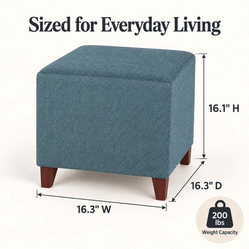 Repose-pieds standard carré de 16,34 po de largeur Moorhouse, 100 % polyester bleu océan