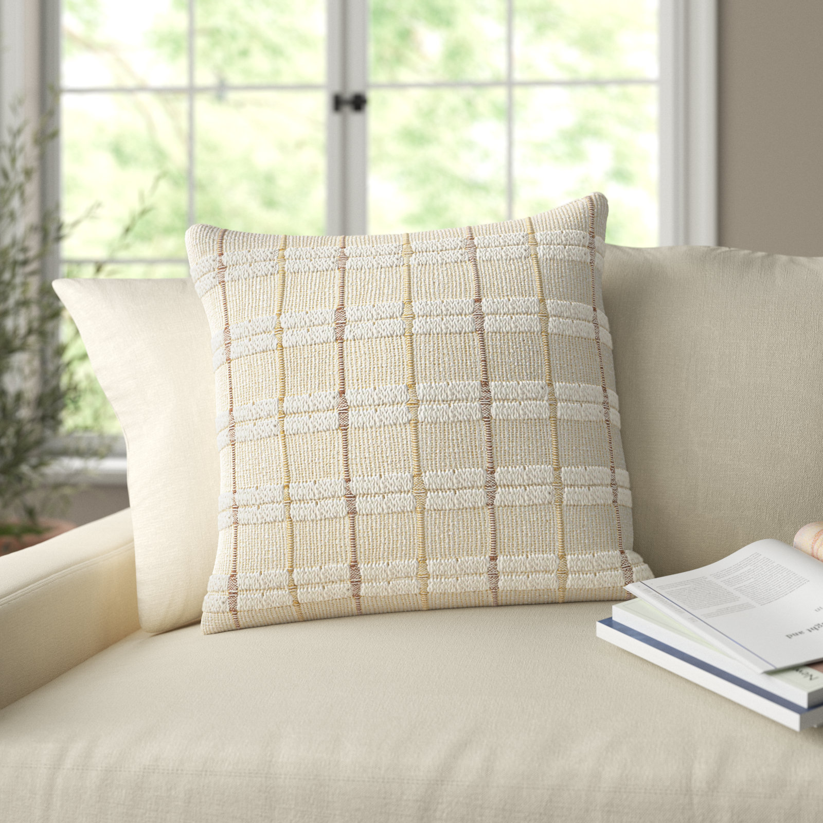 Gayla Textured Throw Pillow, 18" x 18", Down