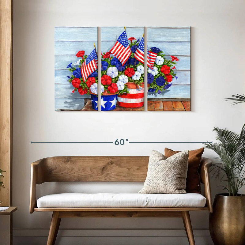 Harnek Petunias And Flags, 28" H x 45" W