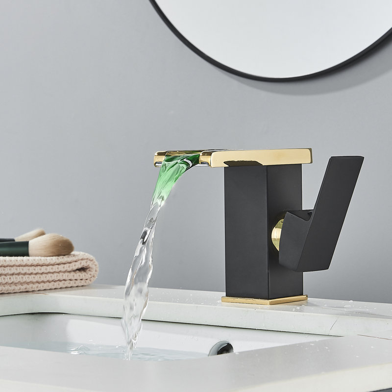 Single-handle Bathroom Faucet, Black/Gold