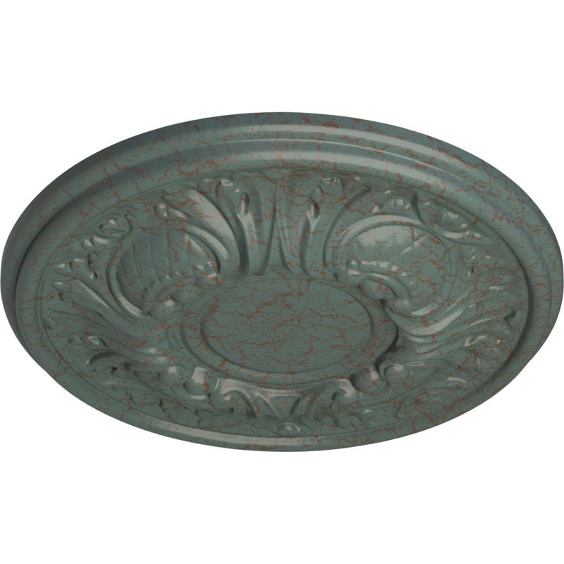 Médaillon de plafond Endakeat Wakefield, 11 3/4 po de diamètre x 1 1/4 po (convient aux auvents jusqu'à 3 5/8 po), finition craquelée en nuage peinte à la main