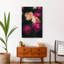 «Dark Painted Magenta Flowers», reproduction d'art sur toile sans cadre