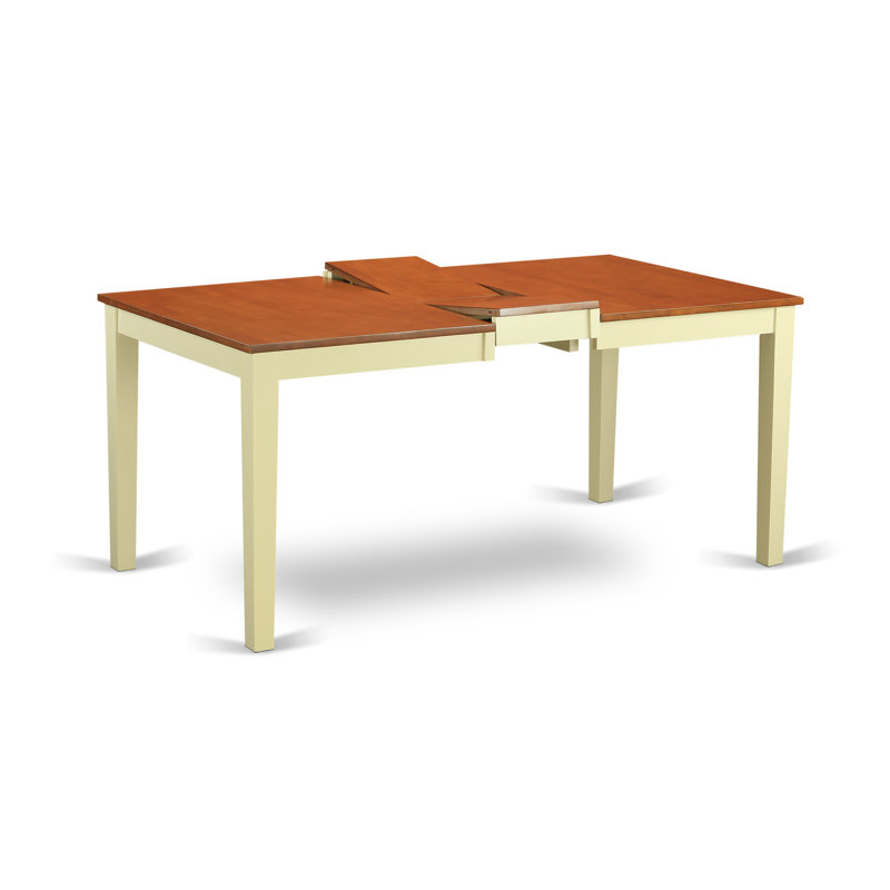 6 Piece Dining Table Set Contains a Rectangle Dining Room Table with Butterfly Leaf and 4 Wooden Seat Chairs with a Bench, Buttermilk & Cherry