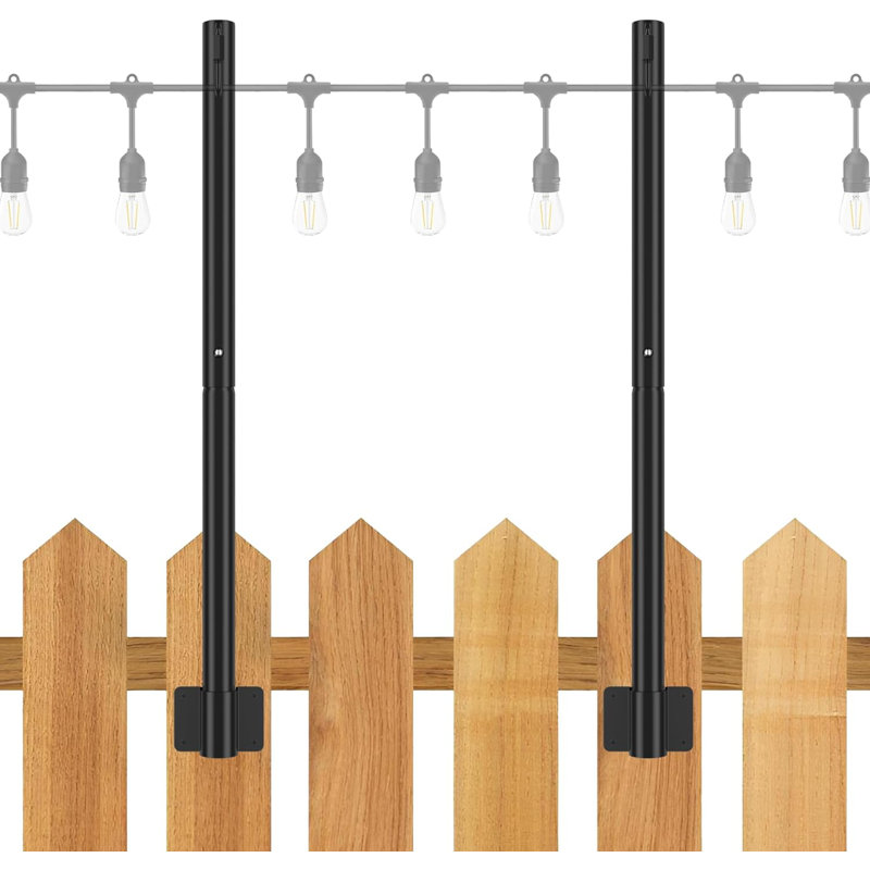 Ensemble de 2 lampadaires d'extérieur de 2,8 pi avec clôture et support